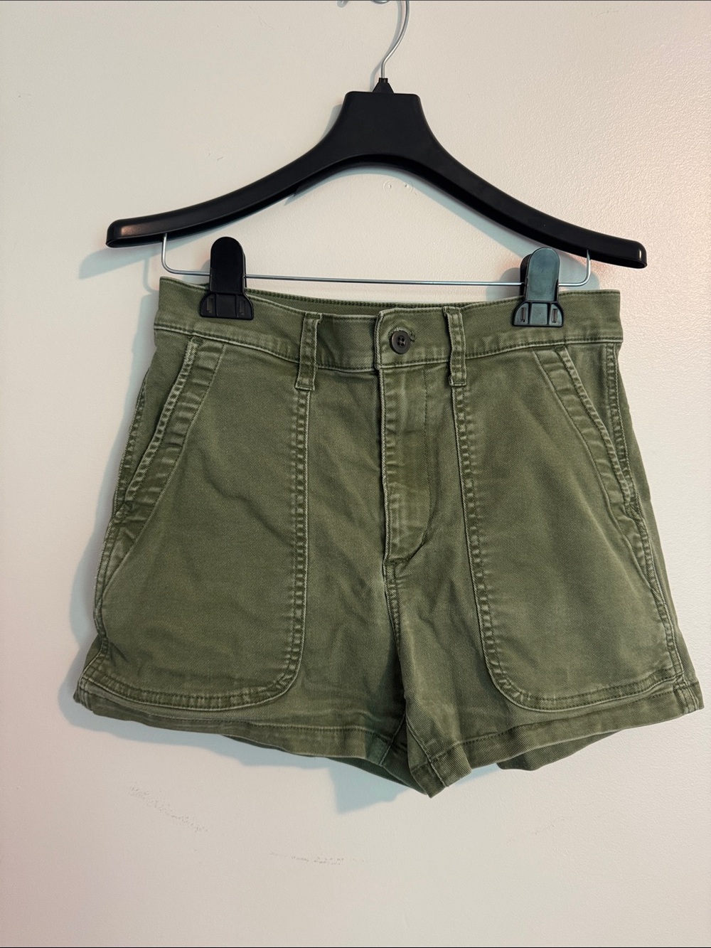 Madewell Olive Green High-Rise Utility Shorts